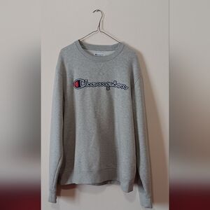 Champion Heather Gray Sweatshirt with Navy & Red Logo